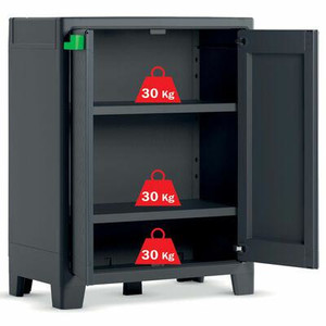 Keter Moby Plastic Low Garden Cabinet, graphite