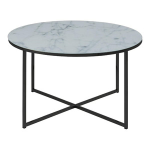 Coffee Table Alisma, round, white/black, glass