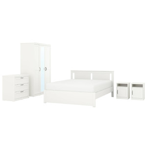 SONGESAND Bedroom furniture, set of 5, white, 160x200 cm