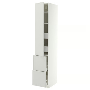 METOD/MAXIMERA Hi cab w shlvs/4 drawers/dr/2 frnts, white/Aspudden light grey, 40x60x220 cm