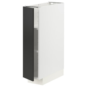 METOD Base cabinet with shelves, white/Nickebo matt anthracite, 20x60 cm