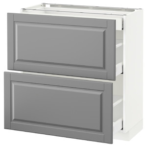 METOD / MAXIMERA Base cab with 2 fronts/3 drawers, white, Bodbyn grey, 80x37 cm