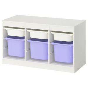 TROFAST Storage combination with boxes, white white/lilac, 99x44x56 cm
