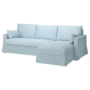 HYLTARP 3-seat sofa w chaise longue, right, Kilanda pale blue