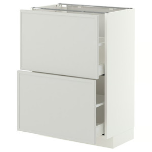 METOD/MAXIMERA Base cabinet with 2 drawers, white/Aspudden light grey, 60x37 cm