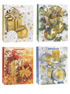 Decorative Christmas Gift Bag, 18x23 cm, Pack of 12