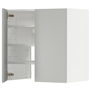 METOD Wall cb f extr hood w shlf/door, white/Havstorp light grey, 60x60 cm