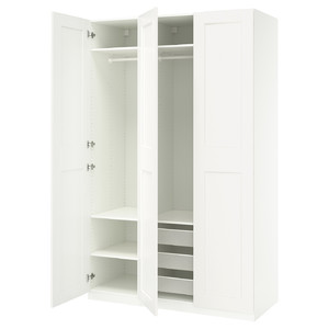 PAX / GRIMO Wardrobe combination, white/white, 150x60x236 cm