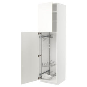 METOD High cabinet with cleaning interior, white/Vallstena white, 60x60x220 cm