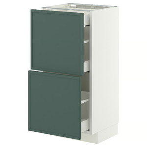 METOD/MAXIMERA Base cab with 2 fronts/3 drawers, white/Aspudden dark grey-green, 40x37 cm