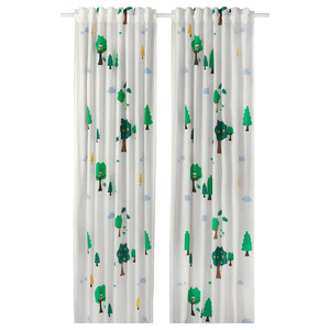 BRUMMIG Curtains, 1 pair, forest pattern/multicolour, 120x300 cm