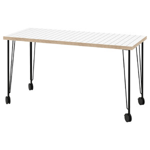 LAGKAPTEN / KRILLE Desk, white anthracite/black, 140x60 cm