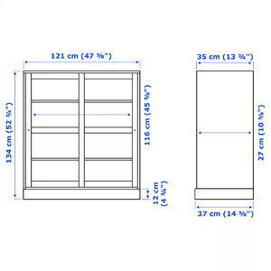 HAVSTA Glass-door cabinet with plinth, white clear glass, 121x37x134 cm