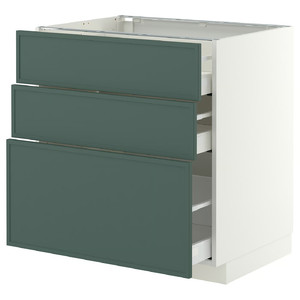 METOD/MAXIMERA Base cabinet with 3 drawers, white/Aspudden dark grey-green, 80x60 cm