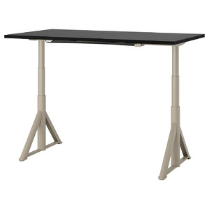 IDÅSEN Desk sit/stand, black/beige, 160x80 cm