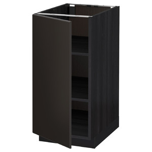 METOD Base cabinet with shelves, black/Kungsbacka anthracite, 40x60 cm