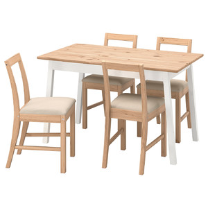 PINNTORP / PINNTORP Table and 4 chairs, light brown stained white stained/Katorp light brown stained, 125 cm