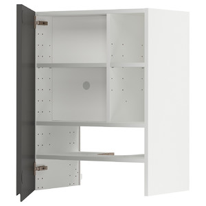 METOD Wall cb f extr hood w shlf/door, white/Voxtorp dark grey, 60x80 cm