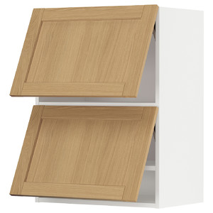 METOD Wall cabinet horizontal w 2 doors, white/Forsbacka oak, 60x80 cm
