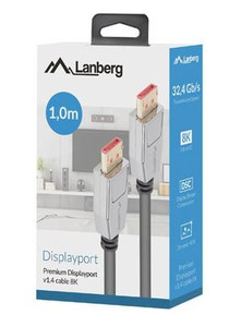 Lanberg DisplayPort Cable M/M 0.5 20 PIN V1.4 1m 8K, black