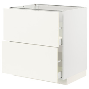 METOD / MAXIMERA Base cb 2 fronts/2 high drawers, white/Vallstena white, 80x60 cm