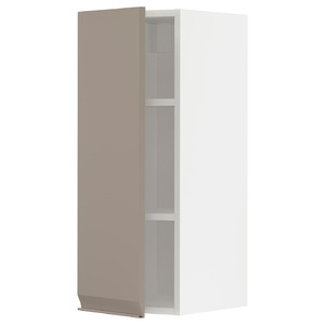 METOD Wall cabinet with shelves, white/Upplöv matt dark beige, 30x80 cm