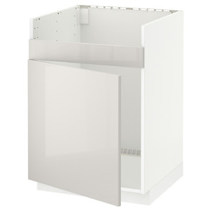 METOD Base cab f HAVSEN single bowl sink, white/Ringhult light grey, 60x60 cm