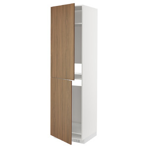 METOD High cabinet for fridge/freezer, white/Tistorp brown walnut effect, 60x60x220 cm