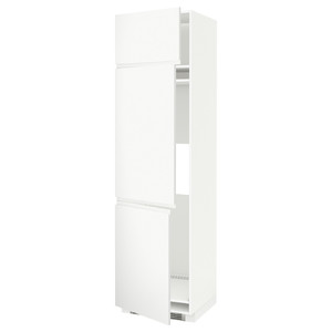 METOD High cab f fridge/freezer w 3 doors, white/Voxtorp matt white, 60x60x220 cm