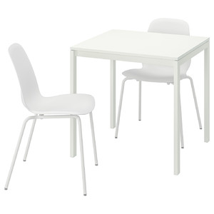 MELLTORP / LIDÅS Table and 2 chairs, white white/white white, 75x75 cm