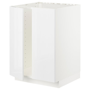 METOD Base cabinet for sink + 2 doors, white/Ringhult white, 60x60 cm