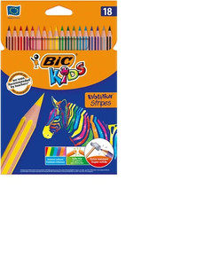 BIC Coloured Pencils with Rubber Kids Evvolutions Illusi 18 Colours