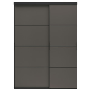 SKYTTA / MEHAMN Sliding door combination, black/double sided dark grey, 177x240 cm