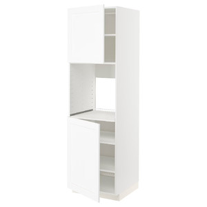 METOD High cab f oven w 2 doors/shelves, white Enköping/white wood effect, 60x60x200 cm
