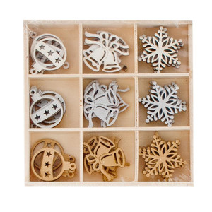 Decorative Wooden Christmas Ornaments/Shapes, 45 Pieces