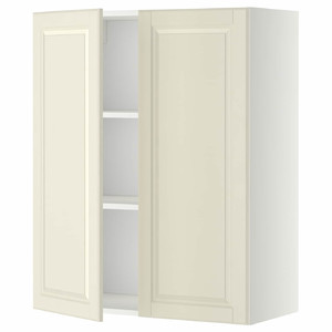 METOD Wall cabinet with shelves/2 doors, white/Bodbyn off-white, 80x100 cm