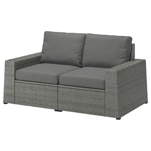 SOLLERÖN 2-seat modular sofa, outdoor, dark grey, Frösön/Duvholmen dark grey