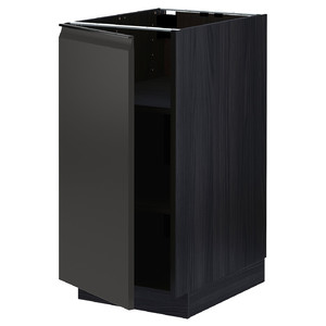 METOD Base cabinet with shelves, black/Upplöv matt anthracite, 40x60 cm