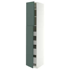 METOD/MAXIMERA Hi cab w 2 doors/4 drawers, white/Aspudden dark grey-green, 40x60x220 cm
