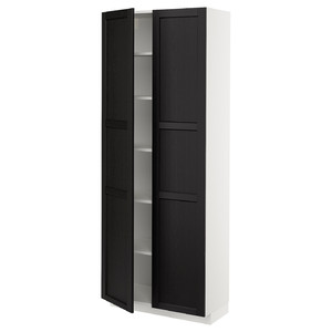 METOD High cabinet with shelves, white/Lerhyttan black stained, 80x37x200 cm