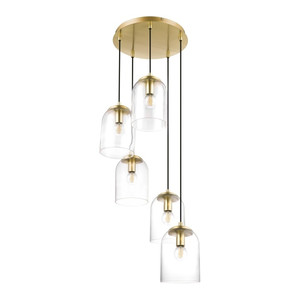 GoodHome Pendant Lamp Thestias E14, transparent/gold