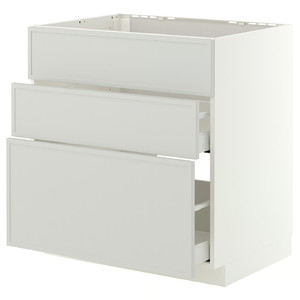 METOD/MAXIMERA Base cab f hob/int extractor w drw, white/Aspudden light grey, 80x60 cm