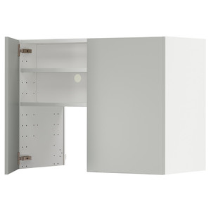 METOD Wall cb f extr hood w shlf/door, white/Havstorp light grey, 80x60 cm
