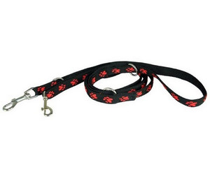 CHABA Adjustable Dog Leash Paw Pattern Size 16, black