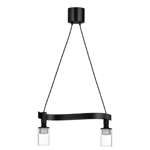 ACKJA / MOLNART Pendant lamp with light bulb, wave shaped black/tube-shaped patterned