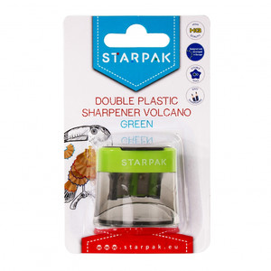 Starpak Double Plastic Sharpener Volcano, green