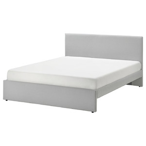 GLADSTAD Upholstered bed frame, Kabusa light grey, 140x200 cm