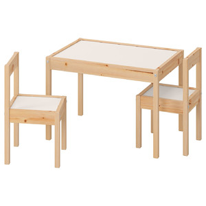 LÄTT Children's table with 2 chairs, white, pine