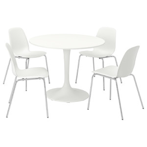 DOCKSTA / LIDÅS Table and 4 chairs, white white/white chrome-plated, 103 cm