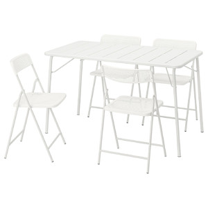 TORPARÖ Table+4 folding chairs, outdoor, white/white, 130x74 cm